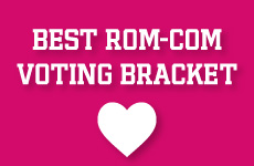 Text reads best rom com voting bracket. Heart icon.