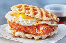 Spicy Maple Chicken & Biscuit Waffle Sandwich